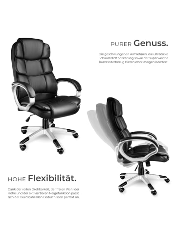 tectake Bürostuhl Jonas, einstellbare Wippfunktion, schwarz