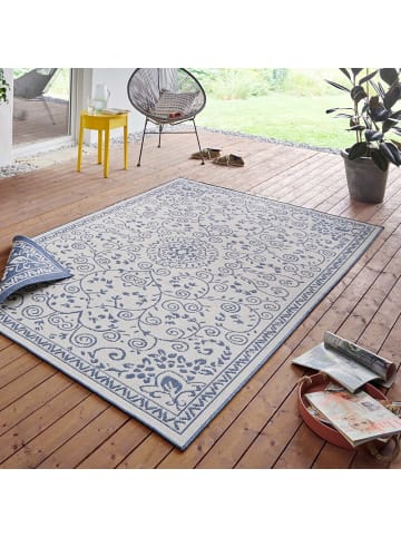 NORTHRUGS In- & Outdoor Wendeteppich Leyte Blau Creme