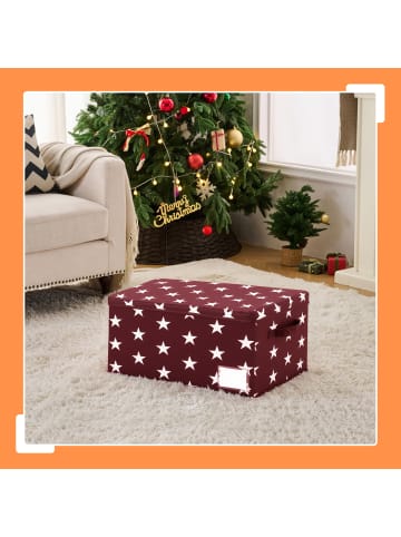 relaxdays Weihnachtskugel-Aufbewahrungsbox "Sterne" in Rot - (B)42,5 x (H)26,5 x (T)26 cm