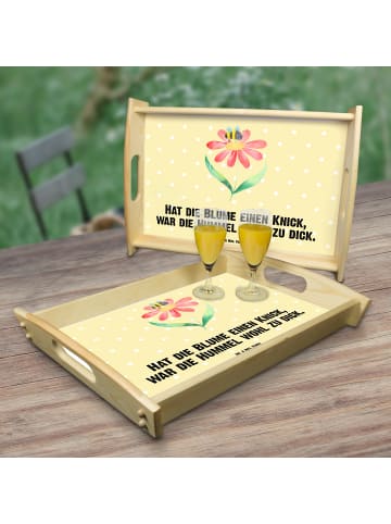 Mr. & Mrs. Panda Serviertablett aus Holz Hummel Blume mit Spruch in Gelb Pastell