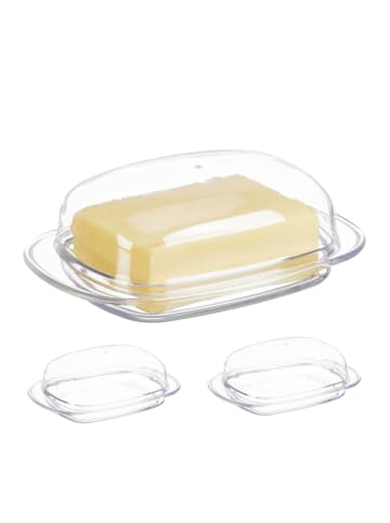 relaxdays 3 x Butterdose in Transparent - (B)18,5 x (H)6,5 x (T)12,5 cm