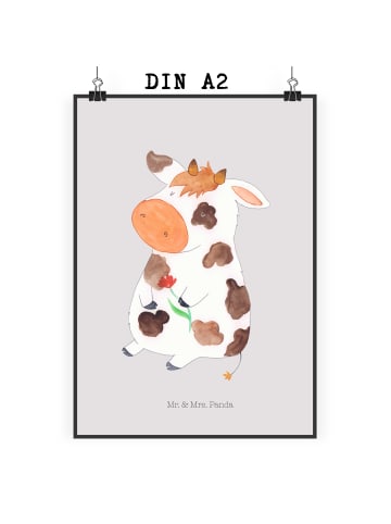 Mr. & Mrs. Panda Bild Kuh ohne Spruch in Grau Pastell