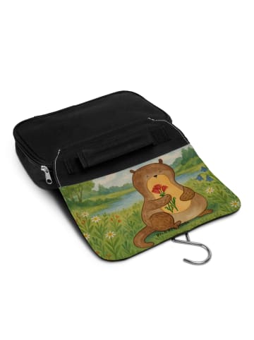 Mr. & Mrs. Panda Kosmetiktasche Otter Blumenstrauß Design ohne S... in Weiß