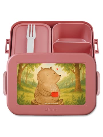 Mr. & Mrs. Panda Bento Box Bär Kaffee Design ohne Spruch in Rot Pastell