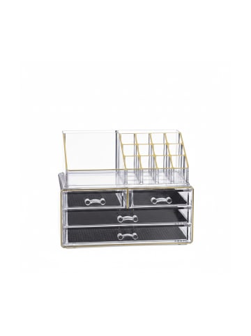 relaxdays Makeup Organizer in Transparent/Gold