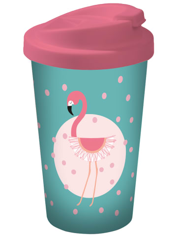 Geda Labels Coffee to go Becher Flamingo Punkte in Türkis - 400 ml