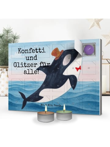 Mr. & Mrs. Panda Adventskalender Orca Zylinder Design mit Spruch in Weiß