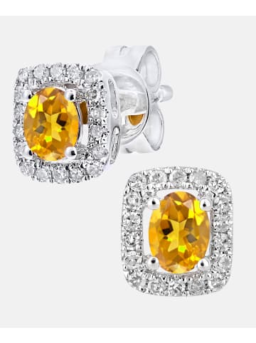 Diamant L'éternel Ohrringe aus 375 Weißgold mit Diamant mit Citrin