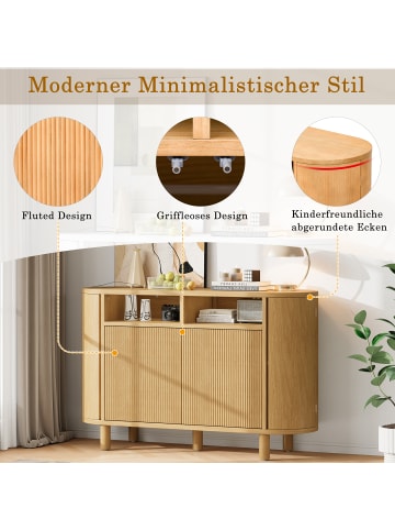 ABRIHOME Sideboard in Natur mit kühlschrankähnlichen Türen und verstellbaren Füßen