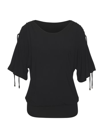 LASCANA Rundhalsshirt in schwarz