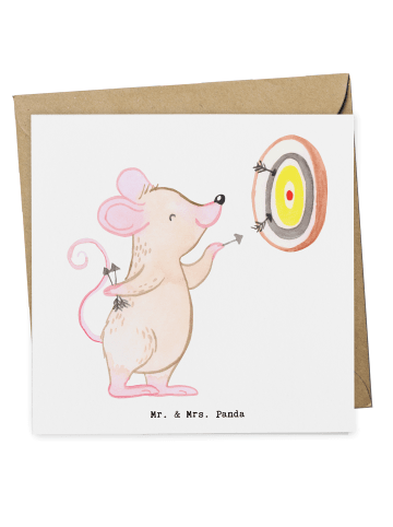 Mr. & Mrs. Panda Glückwunschkarte Maus Dart spielen ohne Spruch in Weiß