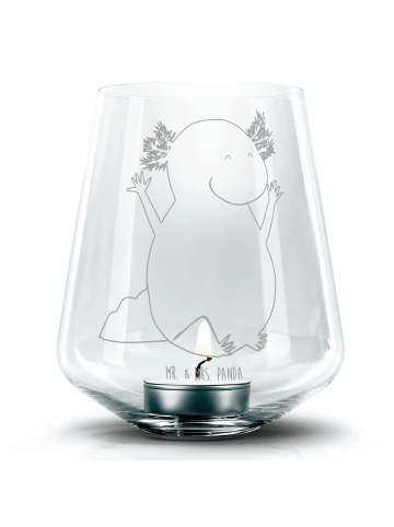 Mr. & Mrs. Panda Windlicht graviert Axolotl Hurra ohne Spruch in Transparent