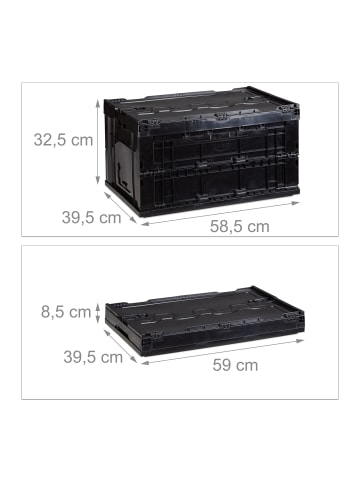 relaxdays 2x Transportbox in Schwarz - 60 l