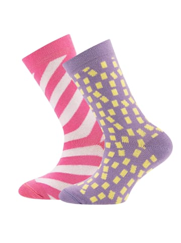 ewers 2er-Set Socken 2er Pack Ringel/Graphik in h.himbeere-blau violett