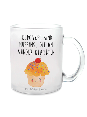 Mr. & Mrs. Panda Teetasse Cupcake mit Spruch in Transparent