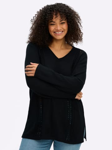 sheego Langarm-Pullover in schwarz