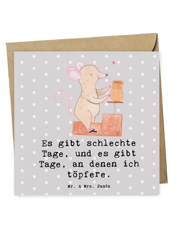 Mr. & Mrs. Panda Klappkarte Maus Töpfern mit Spruch in Grau Pastell