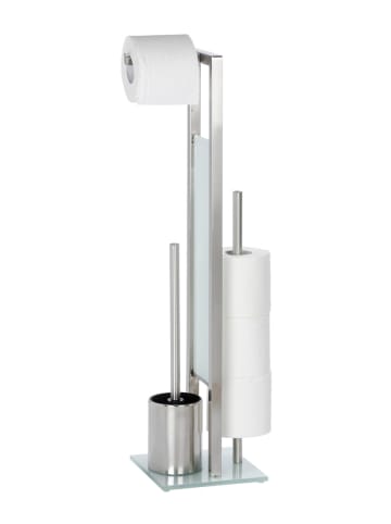 Wenko Stand WC-Garnitur Mod. Rivalta Edelstahl Matt inklusive Ersatzbürste, Stand WC-Garnitur Rivalta Edelstahl Matt inklusive Ersatzbürste in Weiß