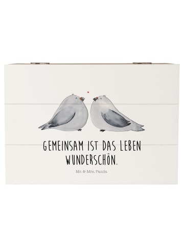 Mr. & Mrs. Panda Aufbewahrungsbox Tauben Liebe mit Spruch in Weiß