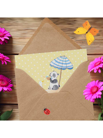 Mr. & Mrs. Panda Grußkarte Sommer Strandtage mit Spruch in Gelb Pastell