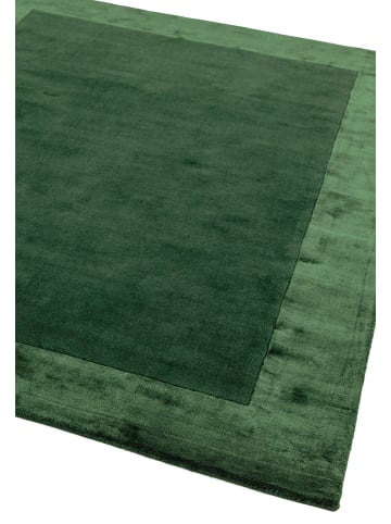 KADIMA DESIGN Teppich Wolle mit Viskose-Mix, Unifarben, Handgefertigt, Robust in Grün