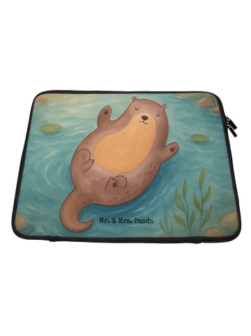 Mr. & Mrs. Panda Laptop Tasche Otter Umarmen Design ohne Spruch in Weiß