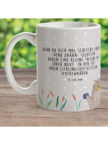 Mr. & Mrs. Panda Kinderbecher Otter Stein mit Spruch in Grau Pastell