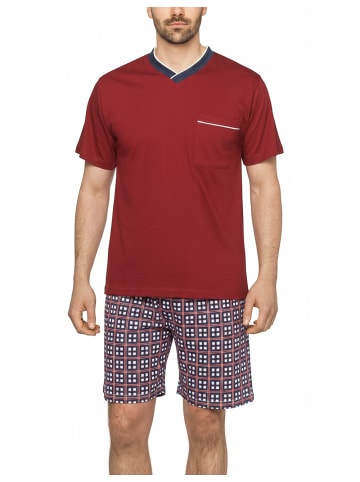 Moonline Pyjama mit karierter Hose in bordeaux/blau