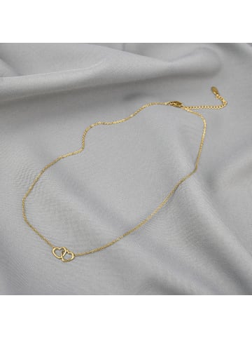 ANELY Edelstahl Halskette mit Doppelherz Anhänger in Gold