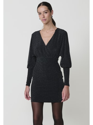 KOROSHI Kurzes Mini-Wickelkleid mit langen Ärmeln in SCHWARZ