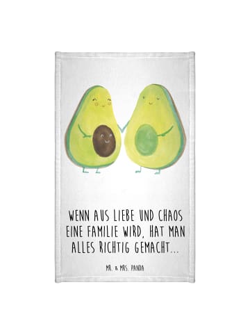 Mr. & Mrs. Panda Gästehandtuch Avocado Pärchen mit Spruch in Weiß