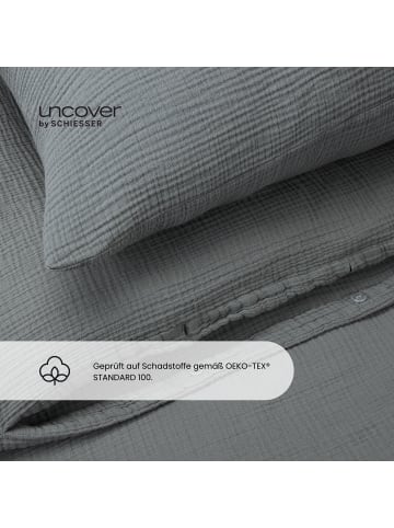 UNCOVER BY SCHIESSER Musselin-Bettwäsche-Set Uncover by Schiesser Lennox in Dunkelgrau