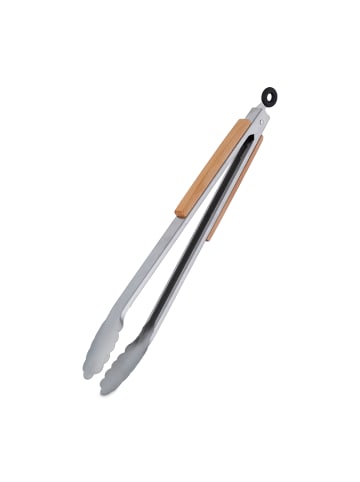 relaxdays 10 x Grillzange in Silber/ Natur - 38 cm