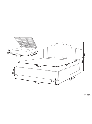 Beliani Doppelbett VINCENNES in Rosa/Schwarz - (W) 187 x (H) 125 x (L) 214 cm