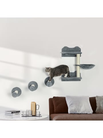 Pawhut Kletterwand Set Grau Spanplatte