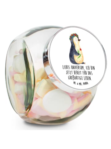 Mr. & Mrs. Panda Kaffeedose Pinguin Blumen mit Spruch in Weiß