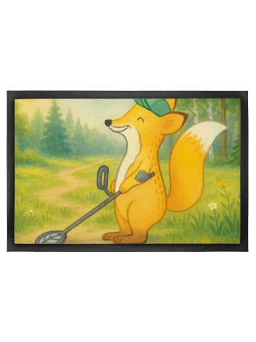 Mr. & Mrs. Panda Fussmatte Fuchs Metalldetektor Design ohne Spruch in Weiß