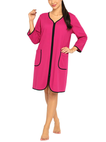 Aquarti Aquarti Damen Bademantel mit Reißverschluss 3/4 Ärmel in pink