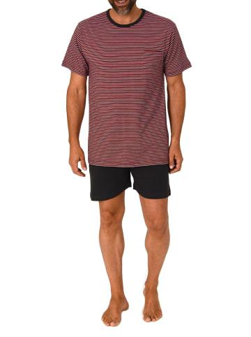 NORMANN Kurzarm Schlafanzug Pyjama Shorty Streifen in rot