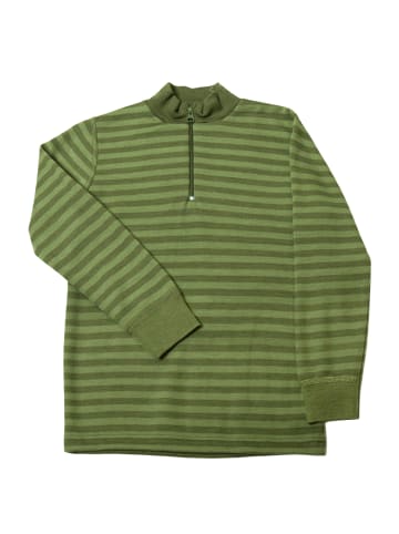 Joha Langarmshirt Merinowolle in green stripe