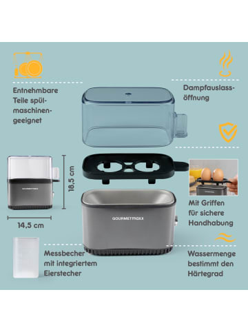 Gourmetmaxx GOURMETmaxx Design-Eierkocher für 2 Eier mit Messbecher & Eierstecher - kompakt
