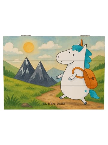 Mr. & Mrs. Panda Holzkiste Einhorn Bergsteiger Design ohne Spruch in Weiß
