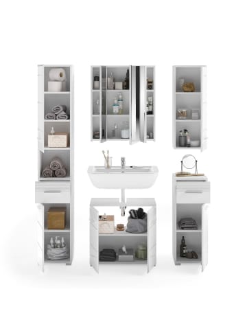 ebuy24 Badmöbelset Linus (5-teilig) Weiß 151 x 34 cm