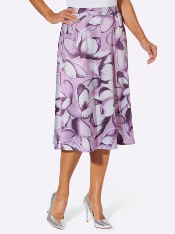 Sieh an! Satin-Rock in ecru-aubergine-bedruckt