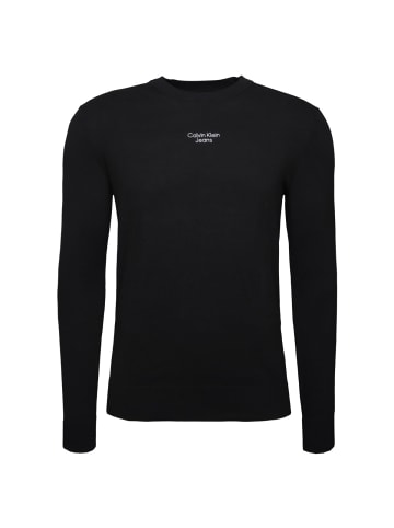 Calvin Klein Sweatshirt Jeans Stacked Logo Crew Neck in schwarz