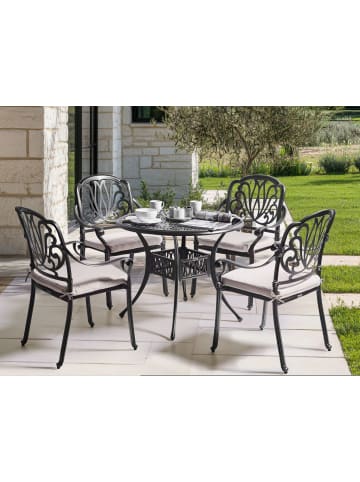 Beliani 5-tlg Gartentisch Set ANCONA in Schwarz/Beige