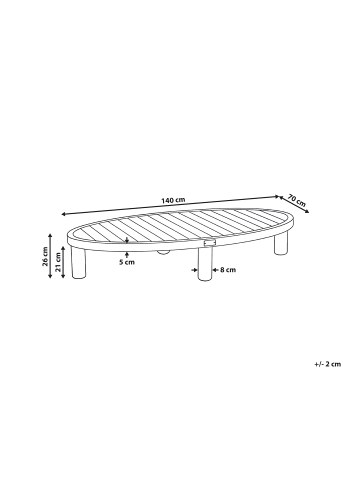 Beliani Couchtisch NUMANA in Braun - (W) 70 x (H) 26 x (L) 140 cm
