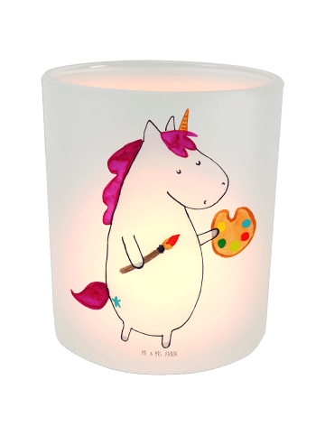 Mr. & Mrs. Panda Glas Windlicht Einhorn Künstler ohne Spruch in Transparent