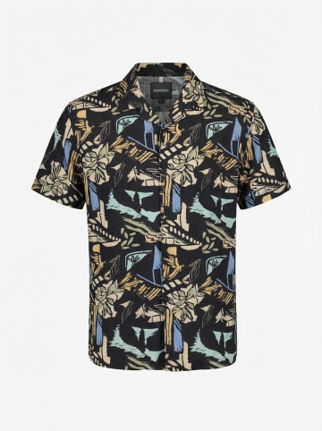 KOROSHI Herren kurzarm-viskosehemd in bunt