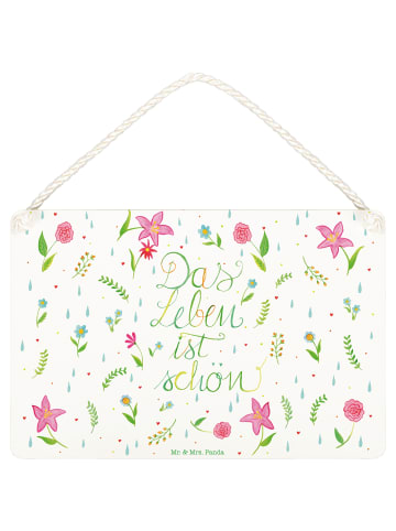 Mr. & Mrs. Panda Deko Schild Blumen Leben mit Spruch in Bunt